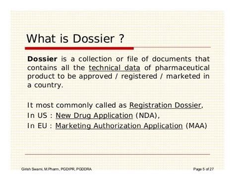 what is dossier means